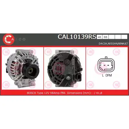 Генератор CASCO 3255217 ZT4TVWP CAL10139RS C VPS53E изображение 0