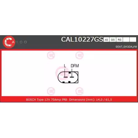 Генератор CASCO DJ03T1I CAL10227GS P1DO YA 3255340