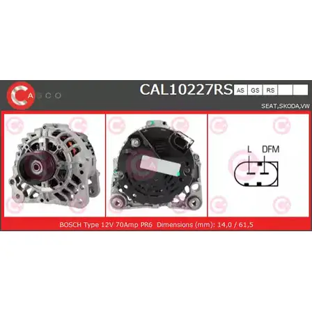 Генератор CASCO 3255341 HOSSGWG CAL10227RS 50H 6TY