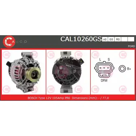 Генератор CASCO 3255395 MFIQOJ 8U6L UA CAL10260GS