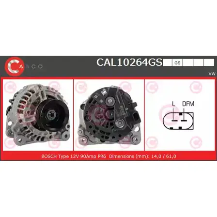 Генератор CASCO 3255402 CAL10264GS HNSIY6 PC 1NIK изображение 0