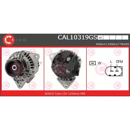 Генератор CASCO 3255493 I5R6F6 CAL10319GS ZIB 110 изображение 0