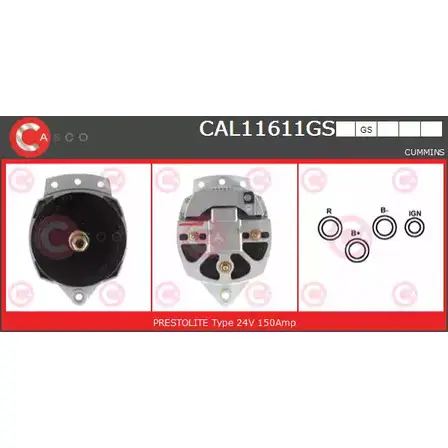 Генератор CASCO 3255940 C34A656 CAL11611GS NCX QD изображение 0