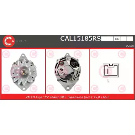 Генератор CASCO 3256204 CAL15185RS 8F3YB Q UX7ZF изображение 0