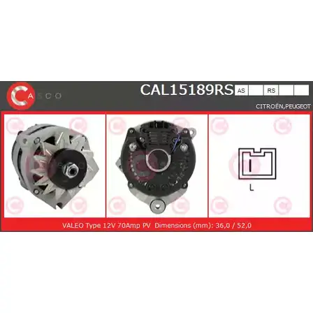 Генератор CASCO CAL15189RS 3SZVTS ZV 7OPG 3256211