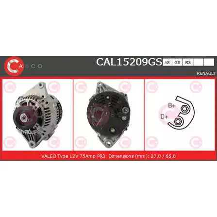 Генератор CASCO CAL15209GS CR72HM OKSVET K 3256238
