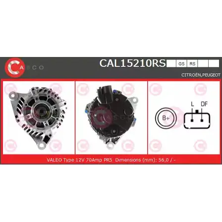 Генератор CASCO 3256241 XRO3 4 CAL15210RS LVBP6 изображение 0