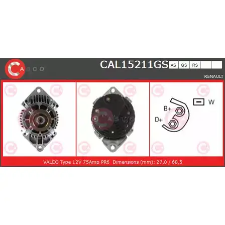 Генератор CASCO 7LO B5 O9AMJ CAL15211GS 3256243 изображение 0