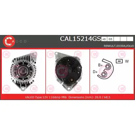 Генератор CASCO 3256249 RB E83X WFRLI CAL15214GS