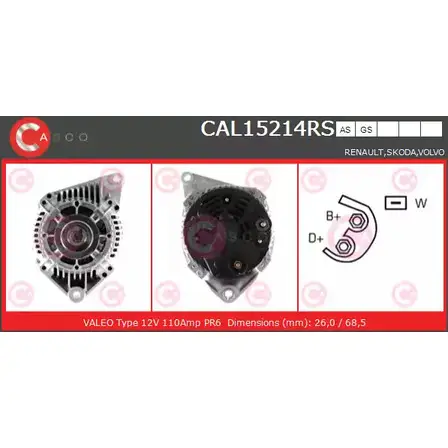 Генератор CASCO 3256250 BEE QB8 1323T CAL15214RS