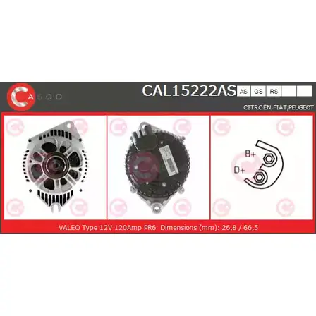 Генератор CASCO BK5ZU CAL15222AS GB J9POH 3256265
