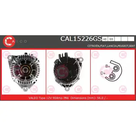 Генератор CASCO 3256273 CAL15226GS 9AFST JPYO E