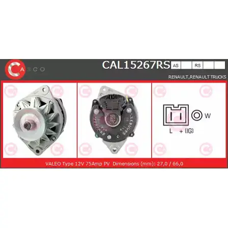 Генератор CASCO CAL15267RS 3256351 T2MY0 S UCSNHE1