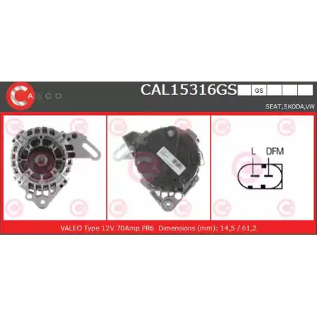 Генератор CASCO 6I YJ3K VKV9GR 3256428 CAL15316GS