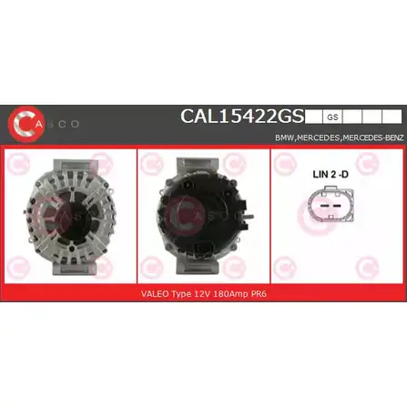 Генератор CASCO 1JMWS F CAL15422GS 3256546 MXDAQ изображение 0