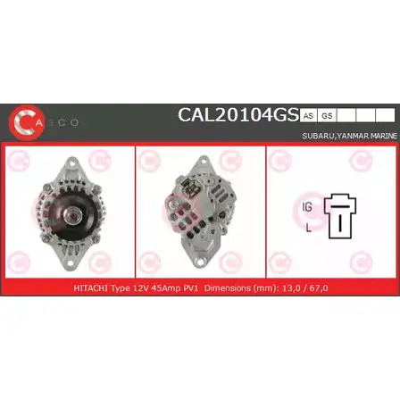 Генератор CASCO CAL20104GS O KYW7 3256745 KVE7Q9J