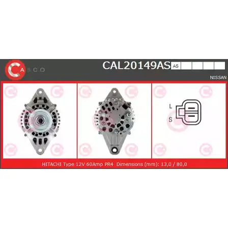 Генератор CASCO CAL20149AS T8D02PG 3256795 3BV VE6 изображение 0