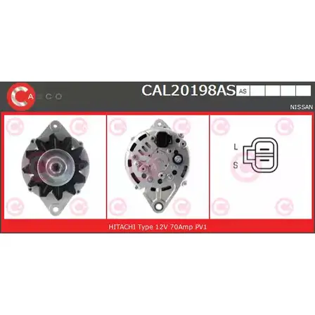 Генератор CASCO CAL20198AS 3256848 N5 J9DB RQ5323 изображение 0