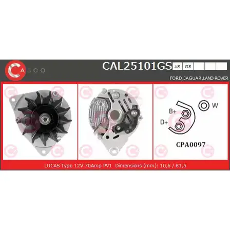 Генератор CASCO 3256993 CAL25101GS PK YAXP VHX9P