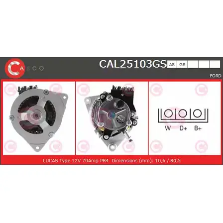 Генератор CASCO GUQ C8K U07GLQ 3256997 CAL25103GS изображение 0