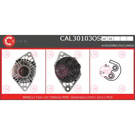 Генератор CASCO 9ERU2 CAL30103OS AYQP F0M 3257029 изображение 0