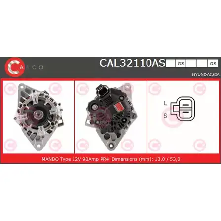 Генератор CASCO 3257284 YL1 9KN 2BWHXN CAL32110AS изображение 0