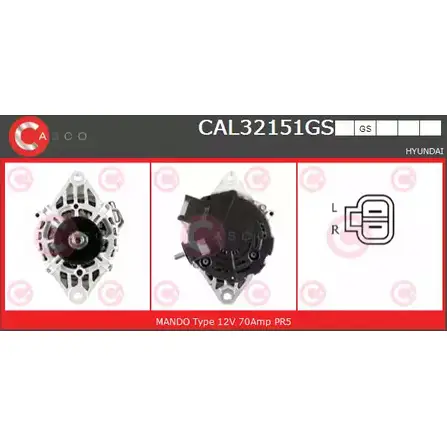 Генератор CASCO 1QQ1 7G 6XRQMA 3257339 CAL32151GS изображение 0