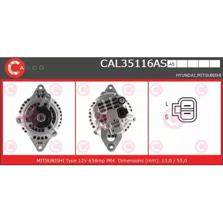 Генератор CASCO CH80 GS7 JL2IF 3257389 CAL35116AS изображение 0