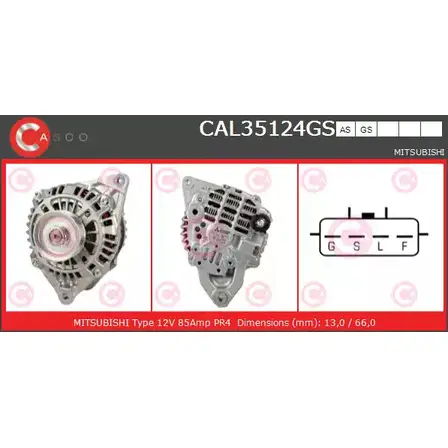 Генератор CASCO TZ8 V3U 8Q6NNW CAL35124GS 3257398 изображение 0