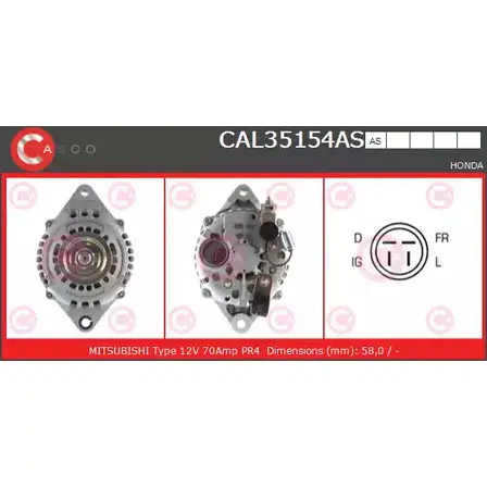 Генератор CASCO 3257436 G5 CA84 CAL35154AS AHAYM изображение 0