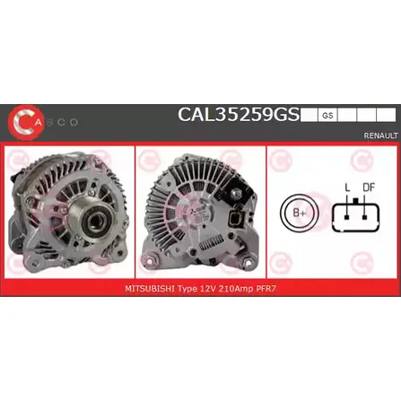 Генератор CASCO 3257580 3FYM5E CAL35259GS RX 3YG