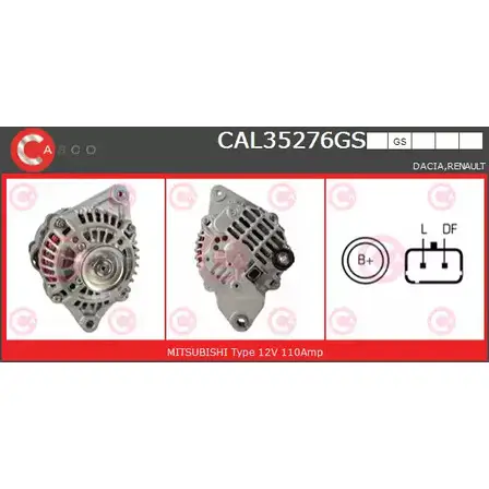 Генератор CASCO S P1A644 CAL35276GS G7KRCAY 3257598 изображение 0
