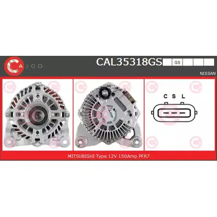 Генератор CASCO YP 9LZAU 2WN24J9 3257642 CAL35318GS