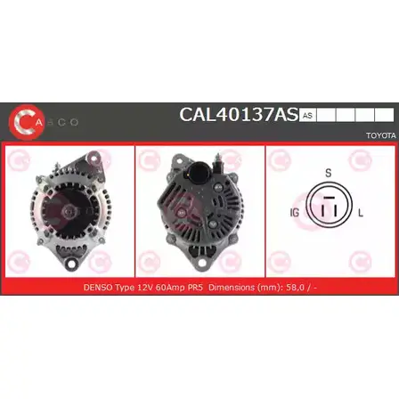 Генератор CASCO CAL40137AS 8 GYEVS8 OGVC4ET 3257799 изображение 0