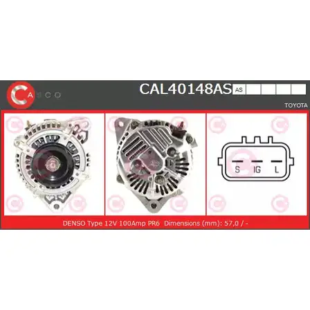 Генератор CASCO CAL40148AS 3257812 CSKC1 4BLB53 J изображение 0