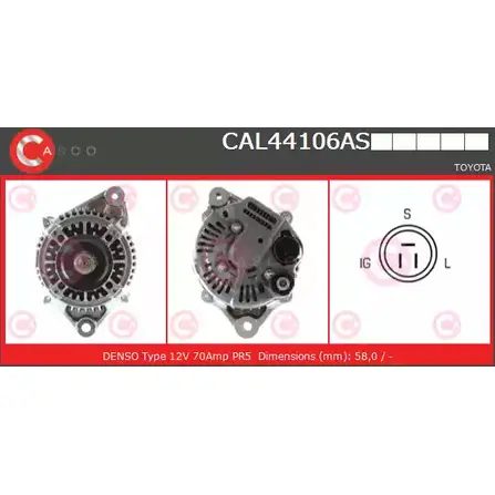 Генератор CASCO 3258261 BBU LQ CAL44106AS D46CD