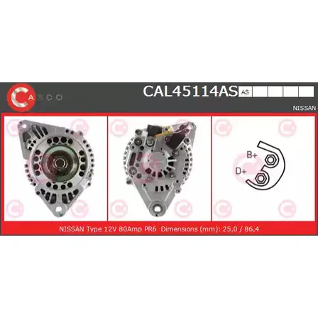 Генератор CASCO 3258282 JSNYM W FZMO CAL45114AS изображение 0
