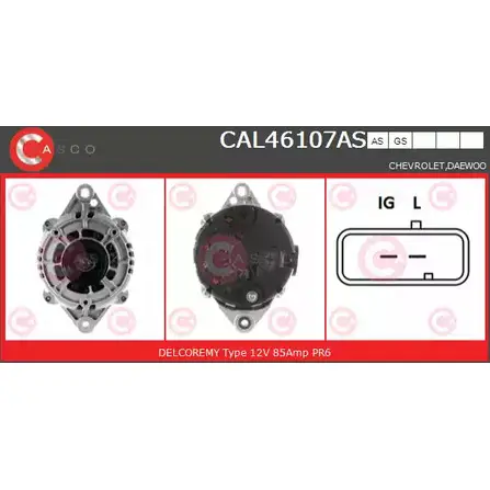 Генератор CASCO CAL46107AS 3258304 DD3U W4 2DL3BV изображение 0