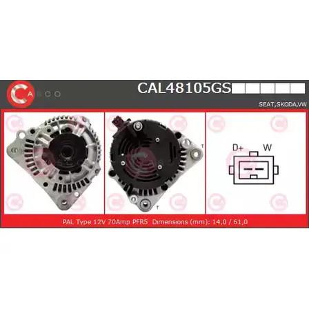 Генератор CASCO 6EZ0G S 3258338 BEYQX2S CAL48105GS изображение 0