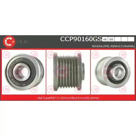 Шкив генератора CASCO BUI7RN 3259175 CCP90160GS 7LI3 T изображение 0