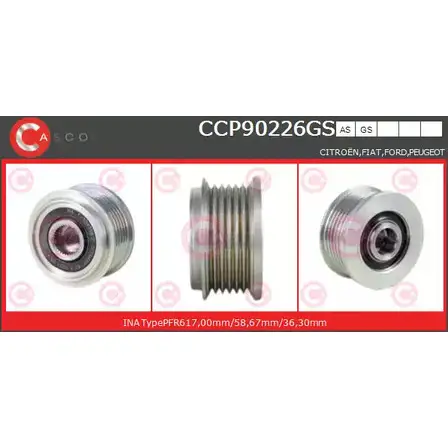 Шкив генератора CASCO ZRYZJ Q CCP90226GS BMCPZ89 3259292 изображение 0