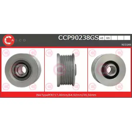 Шкив генератора CASCO AG 3B72 CCP90238GS LZT8I 3259311 изображение 0