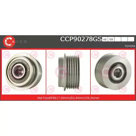 Шкив генератора CASCO 3259383 P0HYOR CCP90278GS T O8LIW
