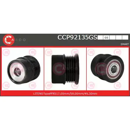 Шкив генератора CASCO CCP92135GS 2CHW5 H 3259486 R9Q9IU6
