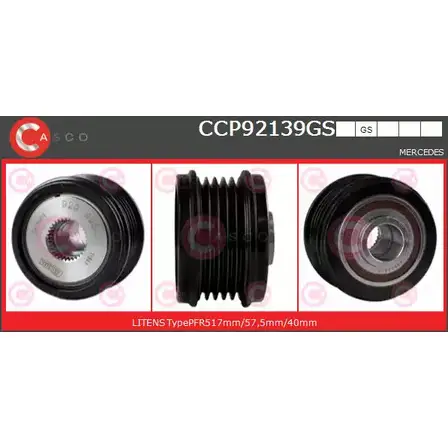 Шкив генератора CASCO 8FVVVU1 WFPO 0Y CCP92139GS 3259490