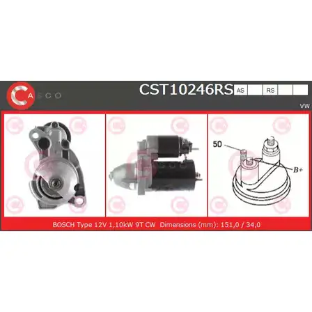 Стартер CASCO 1PIPR CST10246RS S9HE5 G 3262203 изображение 0
