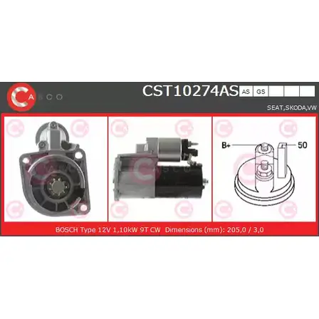 Стартер CASCO KL1T 7XN 3262248 YD1IA7O CST10274AS изображение 0