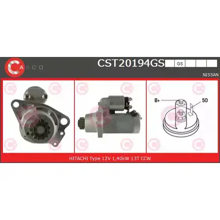 Стартер CASCO 3263349 CST20194GS M9YFLU J1O LN изображение 0
