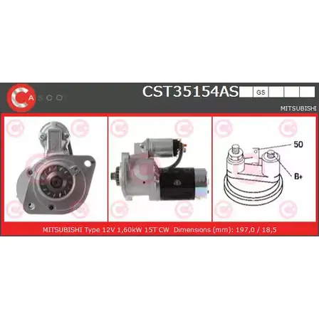 Стартер CASCO UNQTNA CST35154AS 3263840 TUUB62 2 изображение 0