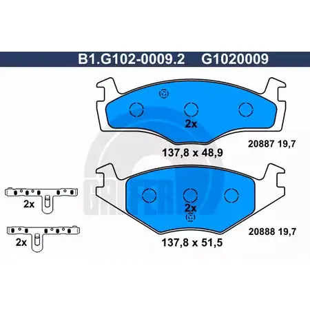 Тормозные колодки дисковые, комплект GALFER B1.G102-0009.2 20888 2088 7 3285597 изображение 0